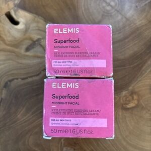 LOT OF 2 Elemis Superfood Midnight Facial Nourishing Sleeping Cream NEW